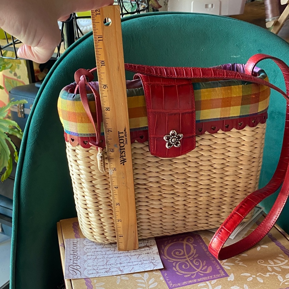 Brighton Woven Shoulder Bag with Red and Plaid - Picture 7 of 8
